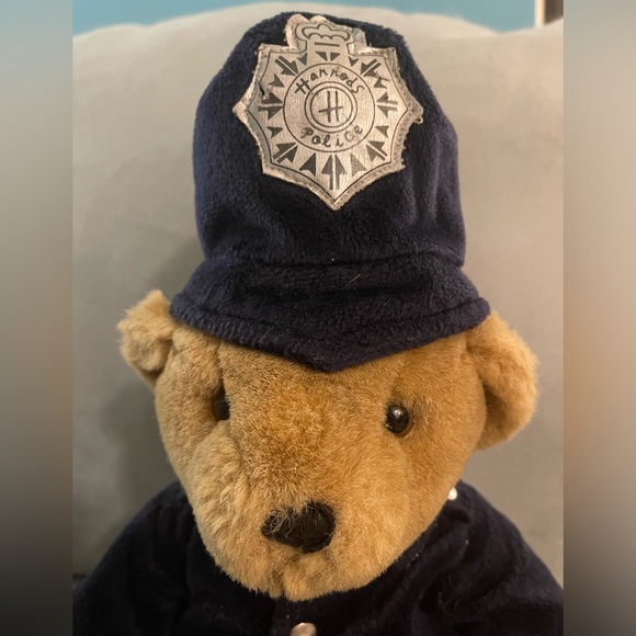 Vintage 1970s Blue Velvet Harrods Knightsbridge London Police Teddy Bear 12'' - Picture 5 of 7
